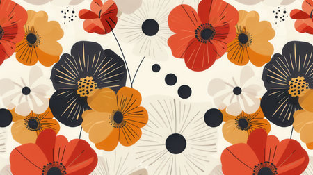 A contemporary floral pattern with geometric shapes, perfect for modern design and architectural studios.の素材