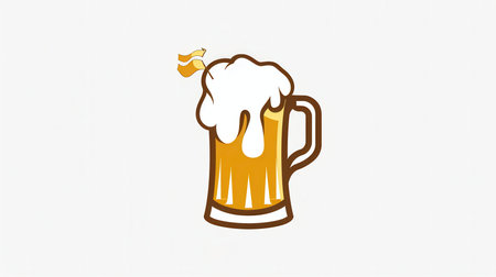 A simple beer logo with a mug of beer and a frothy head, set against a plain white background.の素材