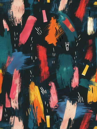 A vibrant chalkboard showcases artistic brush strokes and detailed drawings of classroom essentials, creating a lively and engaging educational atmosphere.の素材