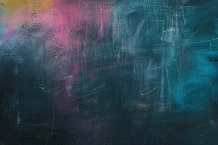 A vibrant chalkboard displays colorful spirals and abstract shapes, illustrating the creativity of students during an afternoon art class.の素材