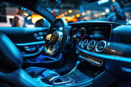 Cleaners meticulously polish the interior of a car, enhancing its shine and overall appearance while ensuring every detail is spotless.の素材