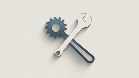 A modern logo combines a gear and a wrench, symbolizing mechanical services and engineering expertise.の素材