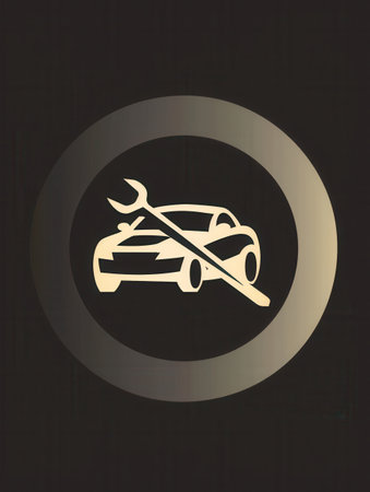 This simple logo depicts a car crossed with a wrench, representing maintenance and repair services in a modern design.の素材
