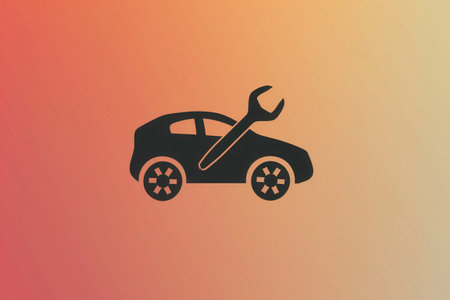 This logo features a stylized car with a wrench, symbolizing automotive repair and maintenance services in a minimalist design.の素材