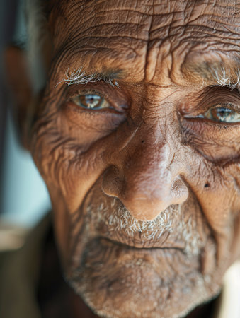 Elderly men from different ethnic backgrounds share their profound wisdom and calmness, each expressing a unique story through their striking features.の素材