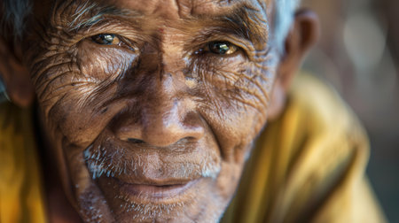 Elderly men from various ethnic backgrounds express wisdom and tranquility, reflecting their life experiences in a serene environment.の素材