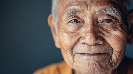 Capturing the essence of wisdom, these portraits feature elderly men from various ethnic backgrounds exuding calmness and life experience, showing their remarkable journeys.の素材