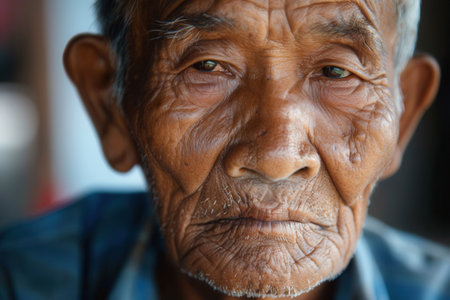 Elderly men of diverse ethnic backgrounds express profound wisdom and tranquility, reflecting their rich life experiences and stories.の素材