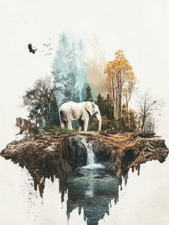 Rare animals stand amidst deforestation, highlighting the urgency of conservation as natural habitats vanish and species face extinction.の素材