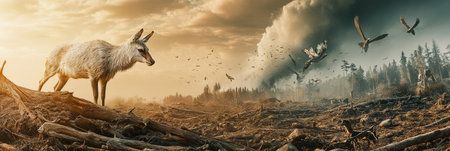 As trees are cut down, rare animals face uncertain futures in their rapidly disappearing habitats.の素材