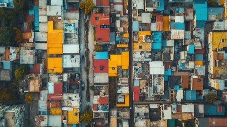 The stark contrast between opulent villas and crumbling shanties highlights social inequality in the city's neighborhoods.の素材