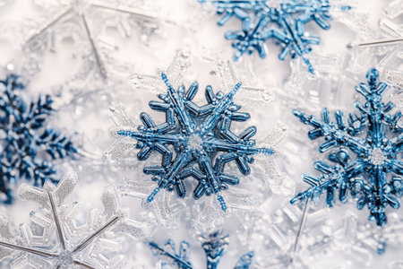 Intricate and beautifully crafted snowflakes blend with soft, ethereal lines, evoking a magical winter ambiance of tranquility.の素材