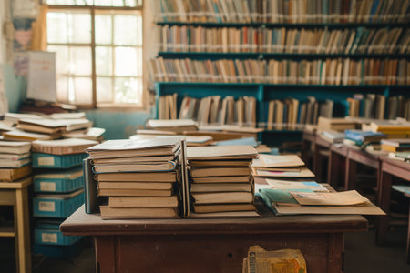 Students learn in overcrowded classrooms surrounded by old books and few supplies, striving for knowledge despite challenges.の素材