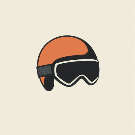A clean and simple logo showcases a ski helmet with goggles, emphasizing safety and style for winter sports lovers.の素材