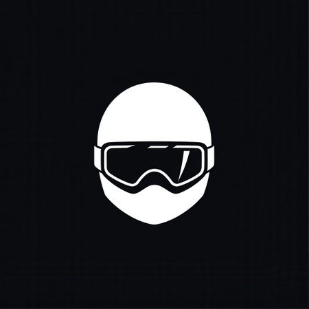 This logo showcases a modern design of a ski helmet and goggles, reflecting the spirit of winter sports with clarity and elegance.の素材