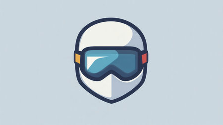 The logo showcases a stylized ski helmet with goggles, embodying a modern and minimalist aesthetic ideal for winter sports branding.の素材