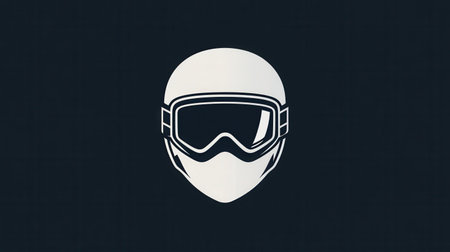 A sleek and minimalistic logo showcases a ski helmet with goggles, embodying the spirit of winter sports and adventure.の素材