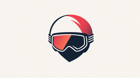 A sleek logo featuring a ski helmet and goggles, emphasizing a minimalist design ideal for winter sports branding and safety.の素材