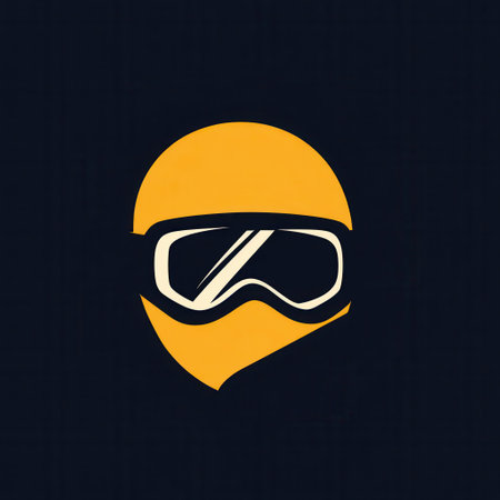 A sleek logo showcases a ski helmet and goggles, emphasizing a modern and clean aesthetic perfect for winter sports branding.の素材