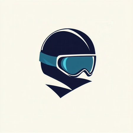 The logo features a sleek ski helmet and goggles, embodying a clean, modern design ideal for winter sports branding.の素材