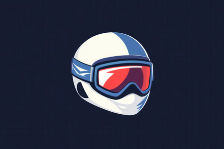 The design showcases a sleek and modern logo of a ski helmet and goggles, ideal for winter sports branding.の素材