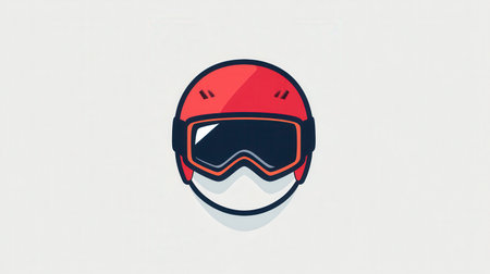 This design highlights a clean and simple logo of a ski helmet and goggles, ideal for winter sports branding and promotions.の素材