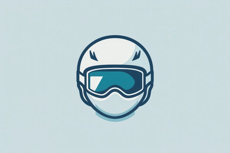 This design features a sleek and modern logo showing a ski helmet and goggles, ideal for winter sports branding.の素材