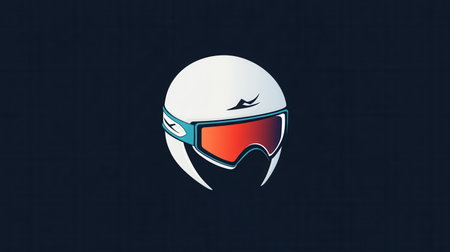 This design showcases a simple, clean logo of a ski helmet and goggles, ideal for winter sports companies and enthusiasts.の素材