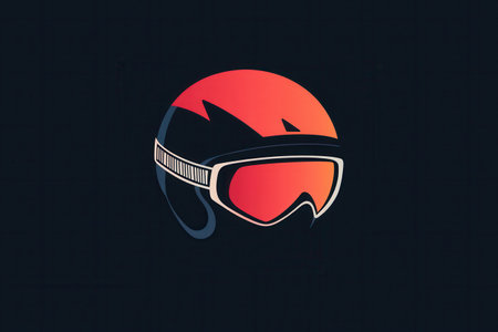 This design showcases a minimalist representation of a ski helmet and goggles, perfect for winter sports branding and apparel.の素材