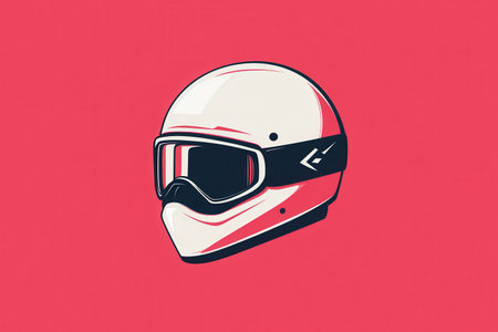 This logo features a sleek ski helmet and goggles, emphasizing a minimalist design that represents winter sports culture effectively.の素材