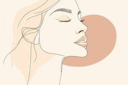 A graceful silhouette of a woman's profile, featuring smooth lines and subtle colors, capturing elegance and minimalist artistry.の素材