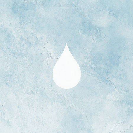 This design showcases a simple yet striking drop of water symbolizing hydration and freshness, set against a soft blue background.の素材