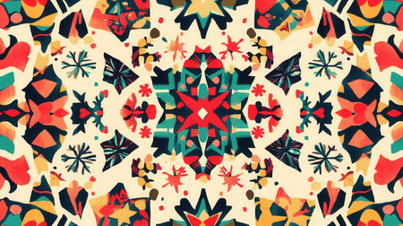 The artwork showcases a colorful abstract design filled with various Christmas symbols, celebrating the festive spirit of the holiday season.の素材