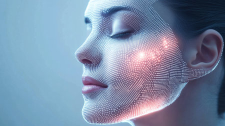 This visual showcases an abstract design with lines and dots that resemble diagrams commonly used in skincare treatments.の素材