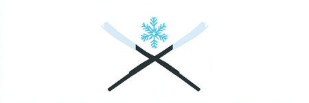 This logo creatively combines a snowflake symbol and crossed ski poles, highlighting winter sports and outdoor activities.の素材
