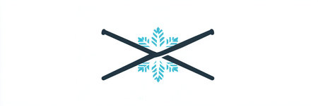 The logo features a decorative snowflake alongside crossed ski poles, symbolizing winter sports and outdoor adventure.の素材