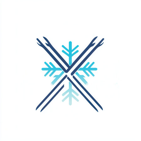 This logo showcases a snowflake symbol paired with crossed ski poles, embodying winter sports at a mountain resort.の素材