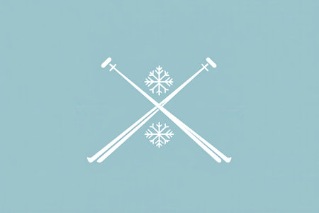 This logo showcases a snowflake symbol paired with crossed ski poles, representing winter sports and alpine activities.の素材