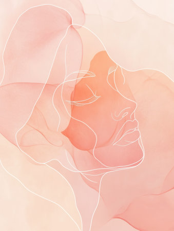 This artwork combines the delicate shape of a rose petal with a woman's profile, showing the harmony of beauty and nature.の素材