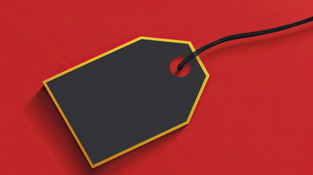 A black and gold sale tag prominently displays exclusive deals, enticing shoppers during the Black Friday shopping frenzy.の素材
