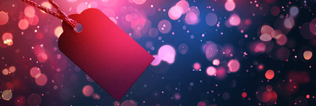 A sale tag indicating exclusive deals for Black Friday floats amidst a lively backdrop of colorful, blurred lights, enhancing the shopping excitement.の素材