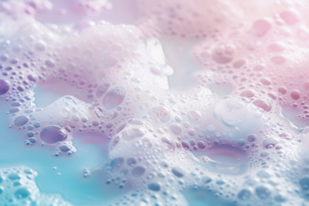 The vibrant foam surface in the bath offers a calming experience, inviting moments of relaxation after a long day.の素材