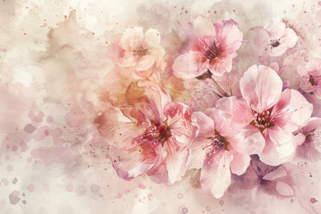 Delicate flowers in soft tones blend harmoniously, creating an enchanting display of natural beauty reminiscent of spring's renewal.の素材