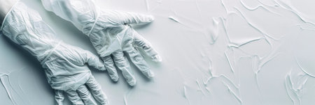 Sterile medical gloves are displayed on a clean white background, emphasizing their role in preventing contamination during procedures.の素材
