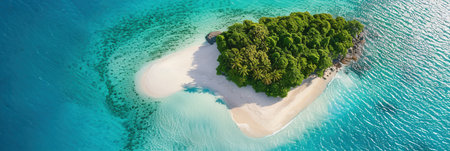 This tranquil island features pristine white sand surrounded by stunning turquoise waters, inviting visitors to unwind and explore nature.の素材