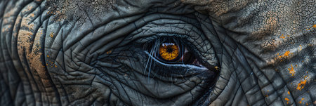 This close-up reveals the striking depth and detail of an elephant's eye and the textured skin surrounding it.の素材