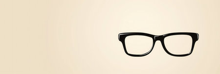Stylish black eyeglasses resting against a plain background, highlighting their sleek design suitable for any fashion statement.の素材