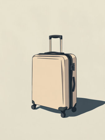 This illustration features a simple, elegant suitcase with a handle, ideal for looking travelers for stylish luggage options.の素材