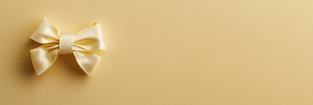 The light textured backdrop showcases a small yellow bow positioned elegantly in a corner, perfect for gift presentation.の素材