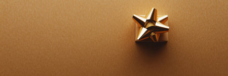 A decorative gift box with a metallic bow sits in the corner, set on a lightly textured surface that mimics wrapping paper.の素材